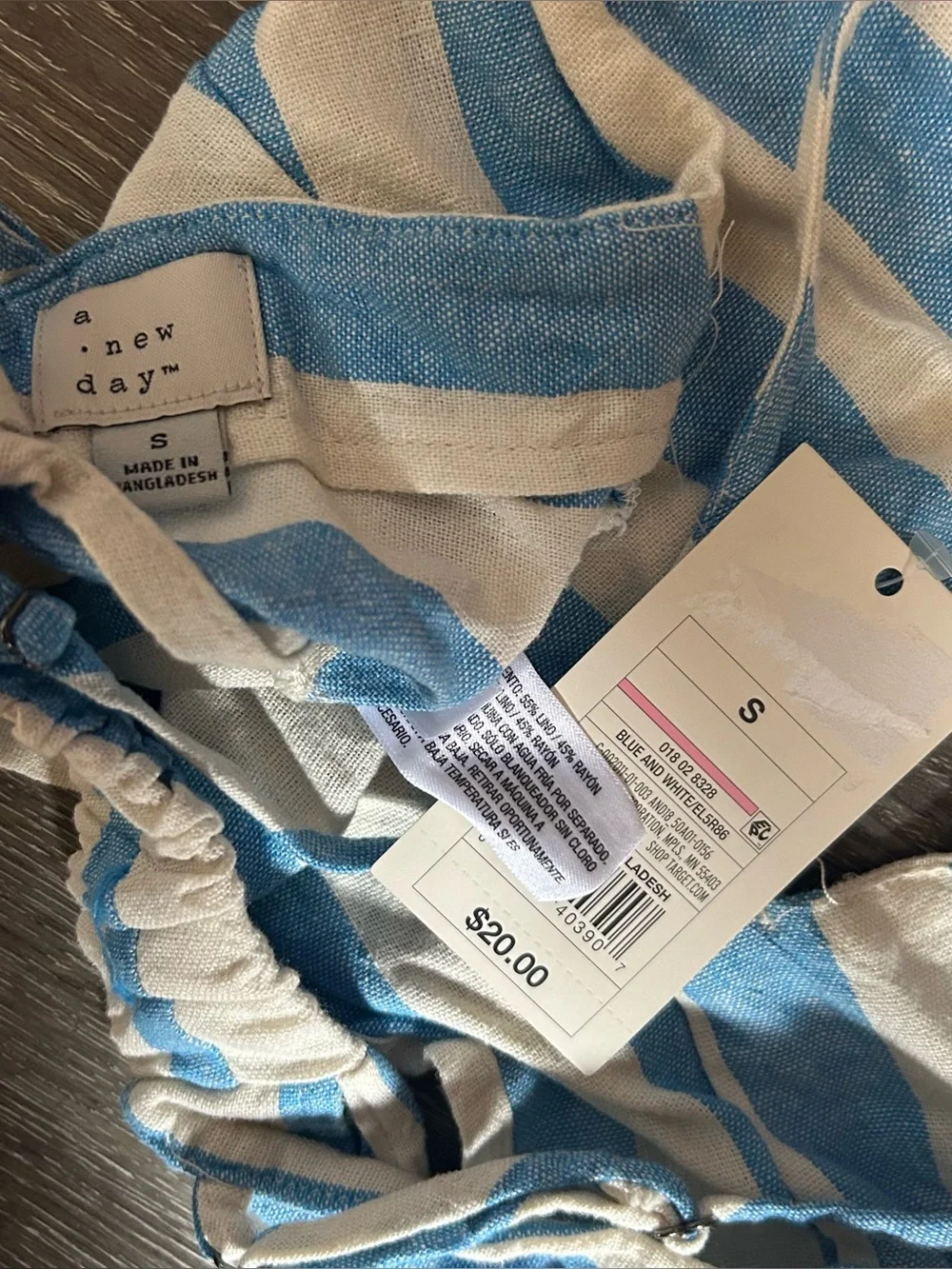 NWT‎ Small A New Day Bralettes lot of 2  Pink Blue Stripes Linen Blend